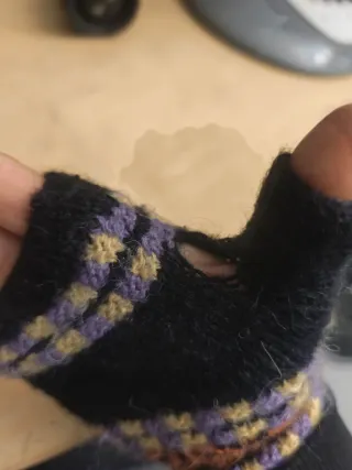 Guantes de lana sin dedos, tejido multicolor