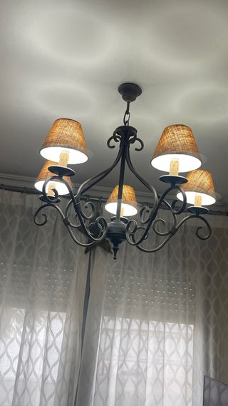 Lámpara de techo forja 5 brazos