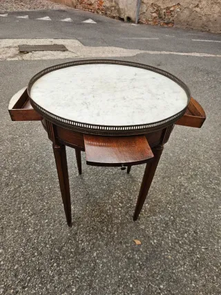 Tavolino Gueridon antico marmo e legno