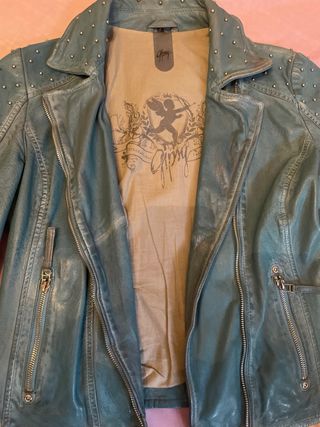 Chaqueta cuero Gipsy tachuelas azul Talla S