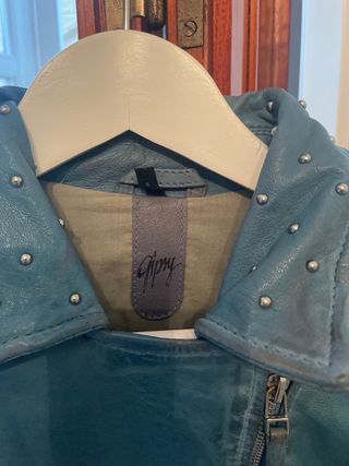 Chaqueta cuero Gipsy tachuelas azul Talla S