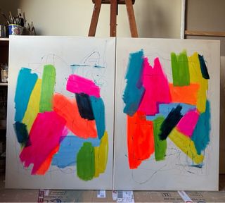 Cuadro abstracto grande colorido salón dormitorio