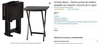 4 Mesas Auxiliares Plegables Negras