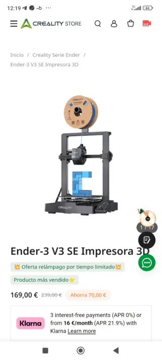 Impresora 3D  Creality Ender V3 SE + 1kg filamento