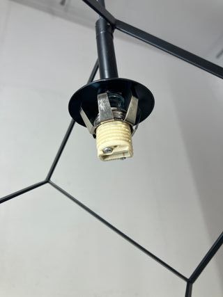 Lampadario cubo nero con vetro