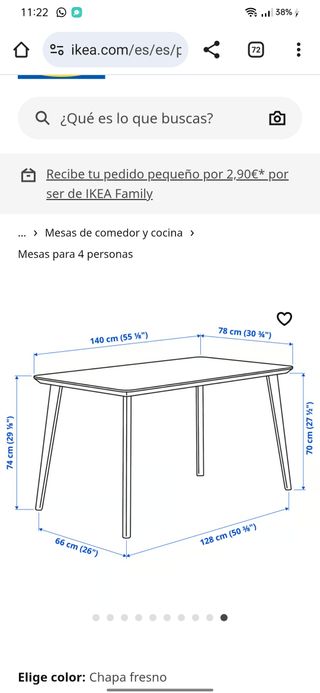 Mesa de comedor Ikea madera clara