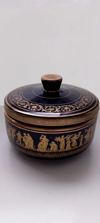 Cerámica griega decorada en negro y oro 24 quilate