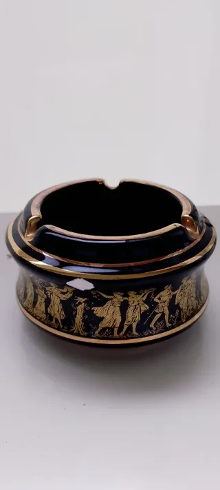 Cerámica griega decorada en negro y oro 24 quilate
