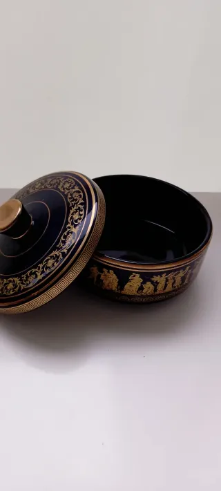 Cerámica griega decorada en negro y oro 24 quilate