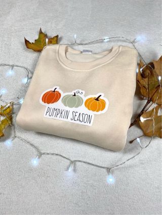 Sudadera Otoño Estampado Calabazas Beige