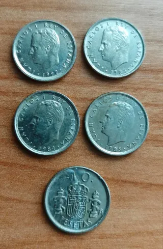 Lote de 5 monedas de pesetas