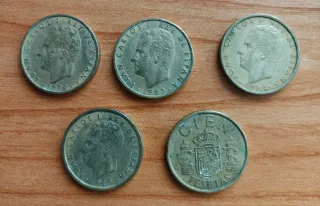 Lote de 5 monedas de pesetas