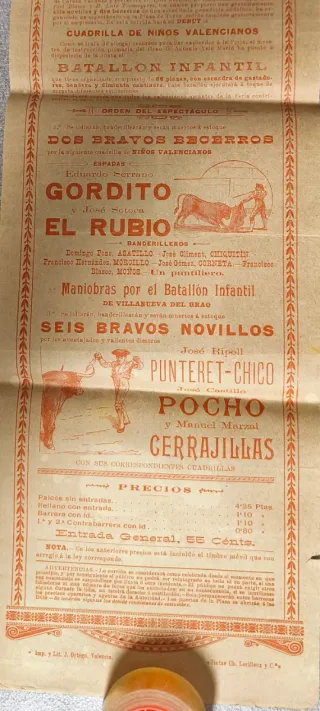 Cartel de Toros Valencia Gran Función 1898