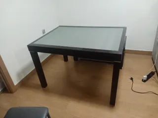 Mesa Comedor Wengue MADERA Y CRISTAL