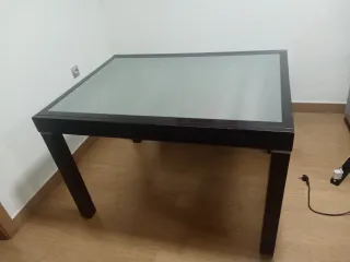 Mesa Comedor Wengue MADERA Y CRISTAL