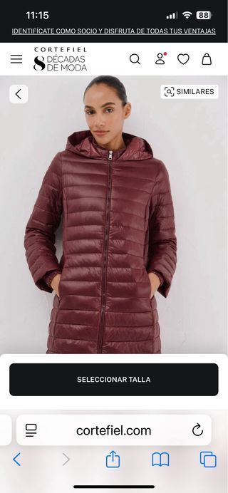 Cortefiel Chaquetón Anorak Mujer Burdeos