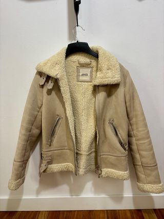 Chaqueta aviador pelo beige Talla M