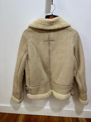 Chaqueta aviador pelo beige Talla M