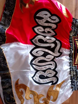 Pantalones Muay Thai Boxeo Rojo Blanco