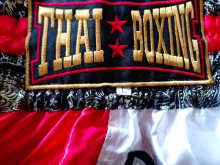 Pantalones Muay Thai Boxeo Rojo Blanco