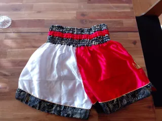 Pantalones Muay Thai Boxeo Rojo Blanco