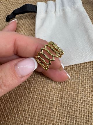 Anillo acero inoxidable con baño de oro