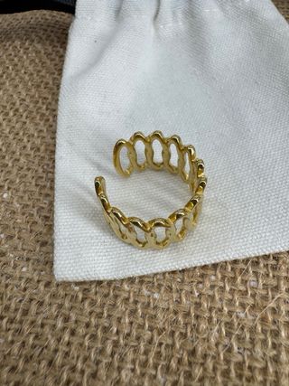 Anillo acero inoxidable con baño de oro