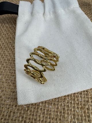 Anillo acero inoxidable con baño de oro