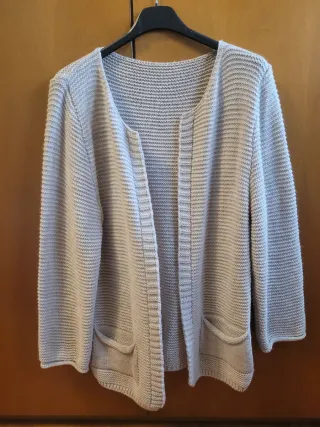 Cardigan beige aperto taglia unica