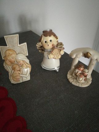 Statuette ceramica angelo natività  sacra famiglia