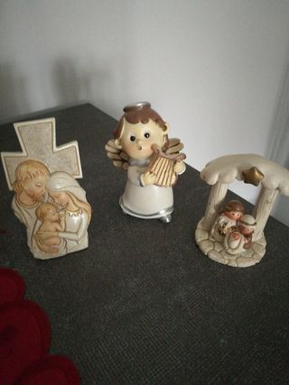 Statuette ceramica angelo natività  sacra famiglia