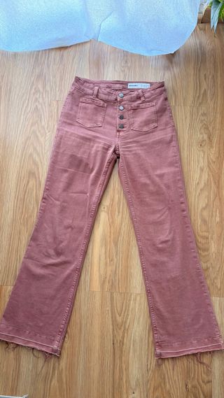 Pantalones campana Bershka rosas