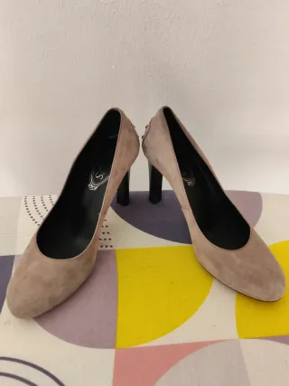 Décolleté tod's scarpe scamosciate beige originali