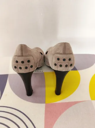 Décolleté tod's scarpe scamosciate beige originali