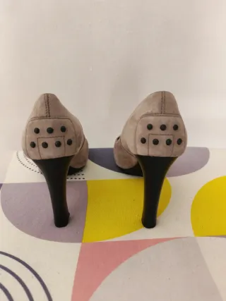 Décolleté tod's scarpe scamosciate beige originali