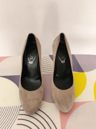 Décolleté tod's scarpe scamosciate beige originali