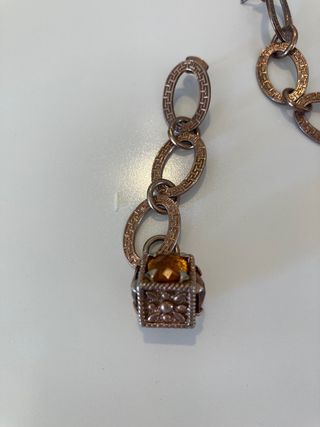 Orecchini pendenti bronzo con pietre arancioni