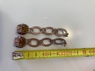 Orecchini pendenti bronzo con pietre arancioni