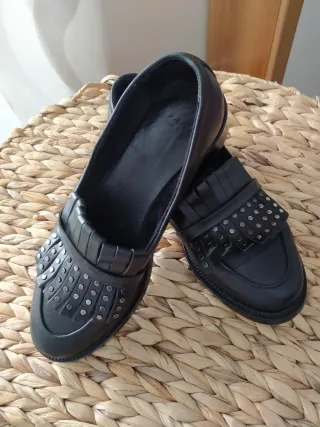 Mocassini Frau neri donna come nuovi in pelle , 37