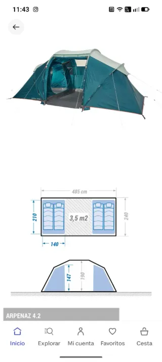 Tienda de campaña Decathlon 4 personas, ARPENAS 4.