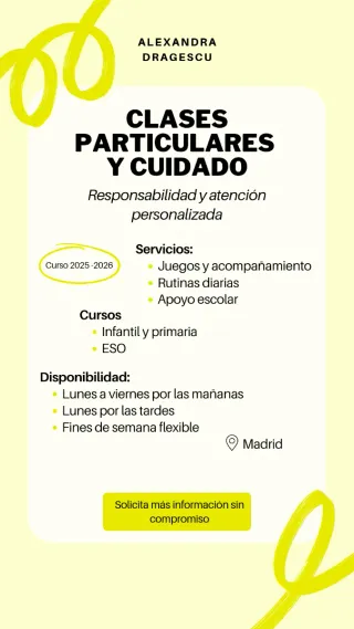 Clases particulares o cuidado de niños