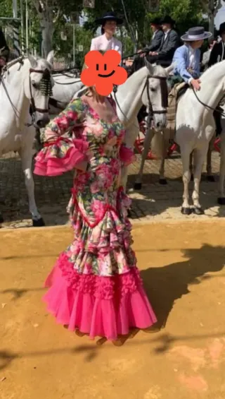 Vestido Flamenca Volantes Flores