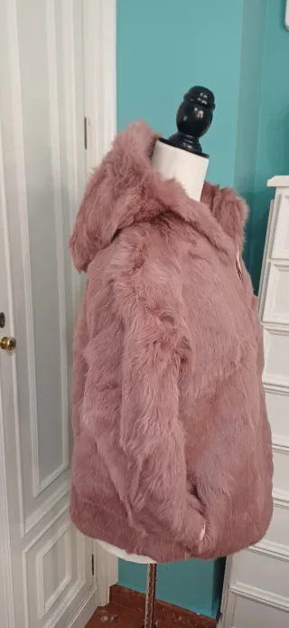 Abrigo pelo natural rosa nude