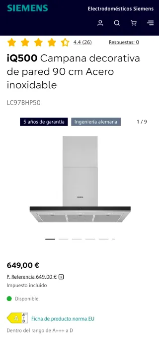 Campana Siemens 90 cm LC97BHP50/03