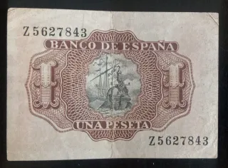 Billete de 1 peseta de 22 de julio de 1953