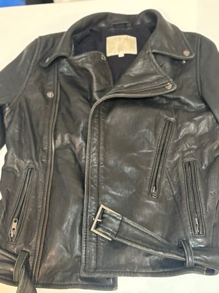 Cazadora Biker Cuero Negra