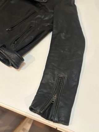 Cazadora Biker Cuero Negra