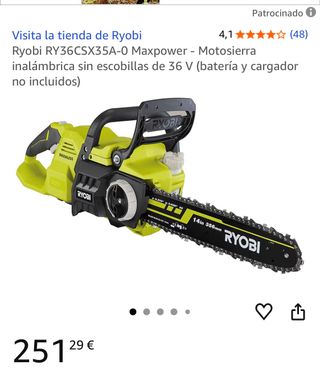 Motosierra Ryobi RY36CSX35A-0 Maxpower 36V