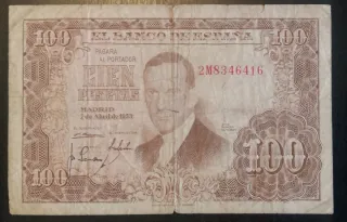 Billete 100 pesetas 7 abril 1953