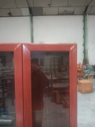 Vitrina moderna de madera y cristal